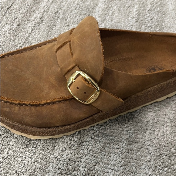 Birkenstock Cognac Buckley Oiled Leather Women's Moccasin Style Clogs - Picture 6 of 11